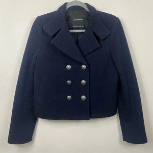 NWOT Club Monaco Y2K Cropped Wool Peacoat XS | Navy Double Breasted